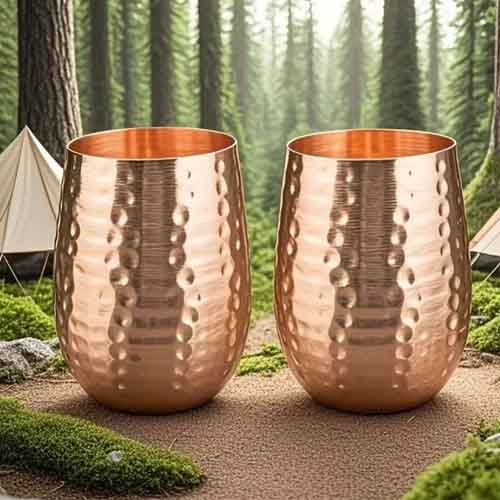 Authentic Hand-Hammered Moscow Mule Copper Tumbler | 400ml Stemless Cocktail Glass 1 Piece