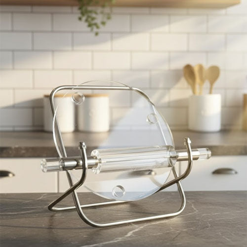 Modern Acrylic Rolling Pin & Pastry Board Set with Stainless Steel Stand