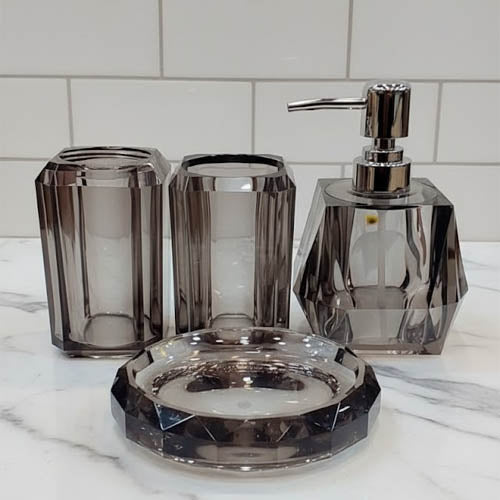 Luxurious Smoked Acrylic 4 Piece Bathroom Accessory Set