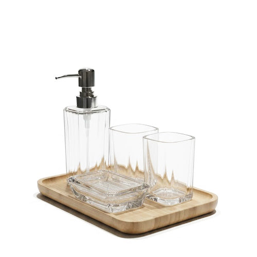 Luxury 4-Piece Acrylic Bathroom Accessory Set | Modern Countertop Vanity Decor
