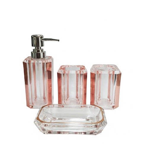 Luxury 4-Piece Acrylic Bathroom Accessory Set | Modern Countertop Vanity Decor