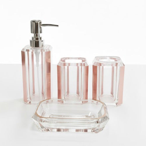 Luxury 4-Piece Acrylic Bathroom Accessory Set | Modern Countertop Vanity Decor