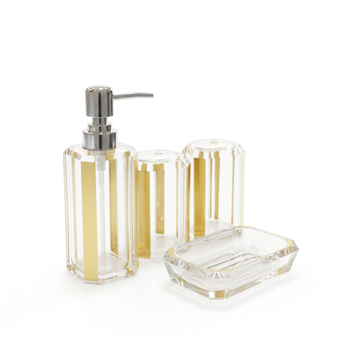 Luxury 4-Piece Acrylic Bathroom Accessory Set | Modern Countertop Vanity Decor