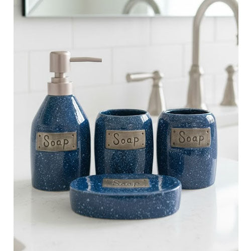 4-Piece Modern Sculptural Grey Bathroom Set | Twisted Geometric Terrazzo-Look Accessories