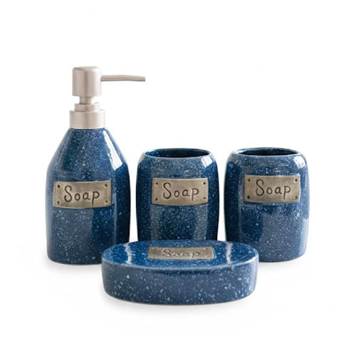 4-Piece Modern Sculptural Grey Bathroom Set | Twisted Geometric Terrazzo-Look Accessories