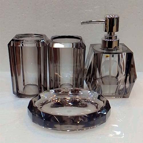 Luxurious Smoked Acrylic 4 Piece Bathroom Accessory Set
