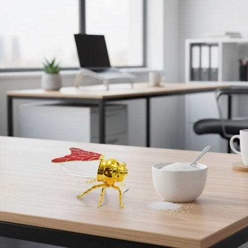 Elegant Gold-Accented Honey Pot / Sugar Pot with Decorative Lid Finial