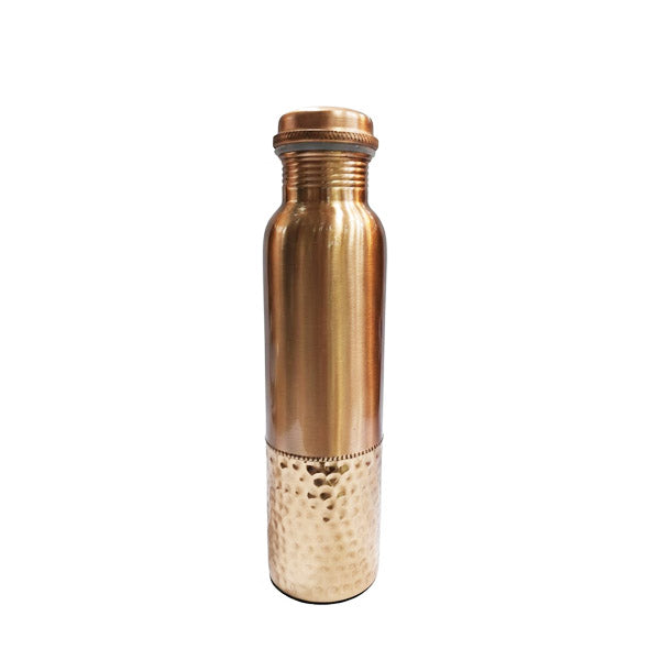 Pure Copper Water Bottle (800ml) | Half-Hammered Bronze Finish | Ayurvedic Vessel