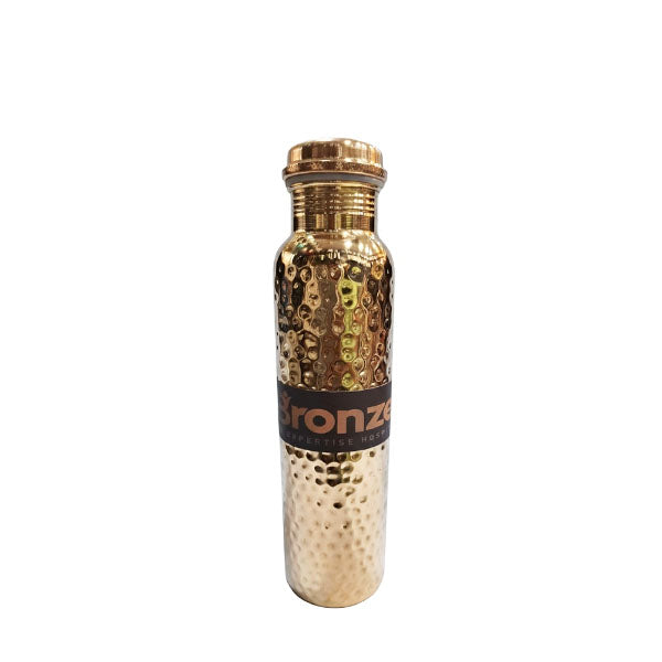 Artisanal Full-Hammered Pure Copper Water Bottle (800ml) | Gold/Bronze Finish