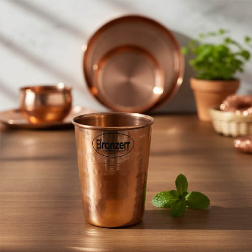Bronzerr Expertise Hospitality Pure Copper Hammered Water Glass (Ayurvedic)