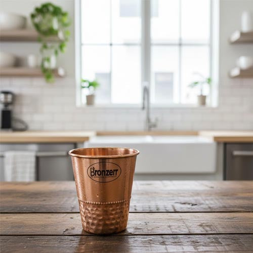 Pure Copper Hammered Rimmed Water Glass / Moscow Mule Tumbler
