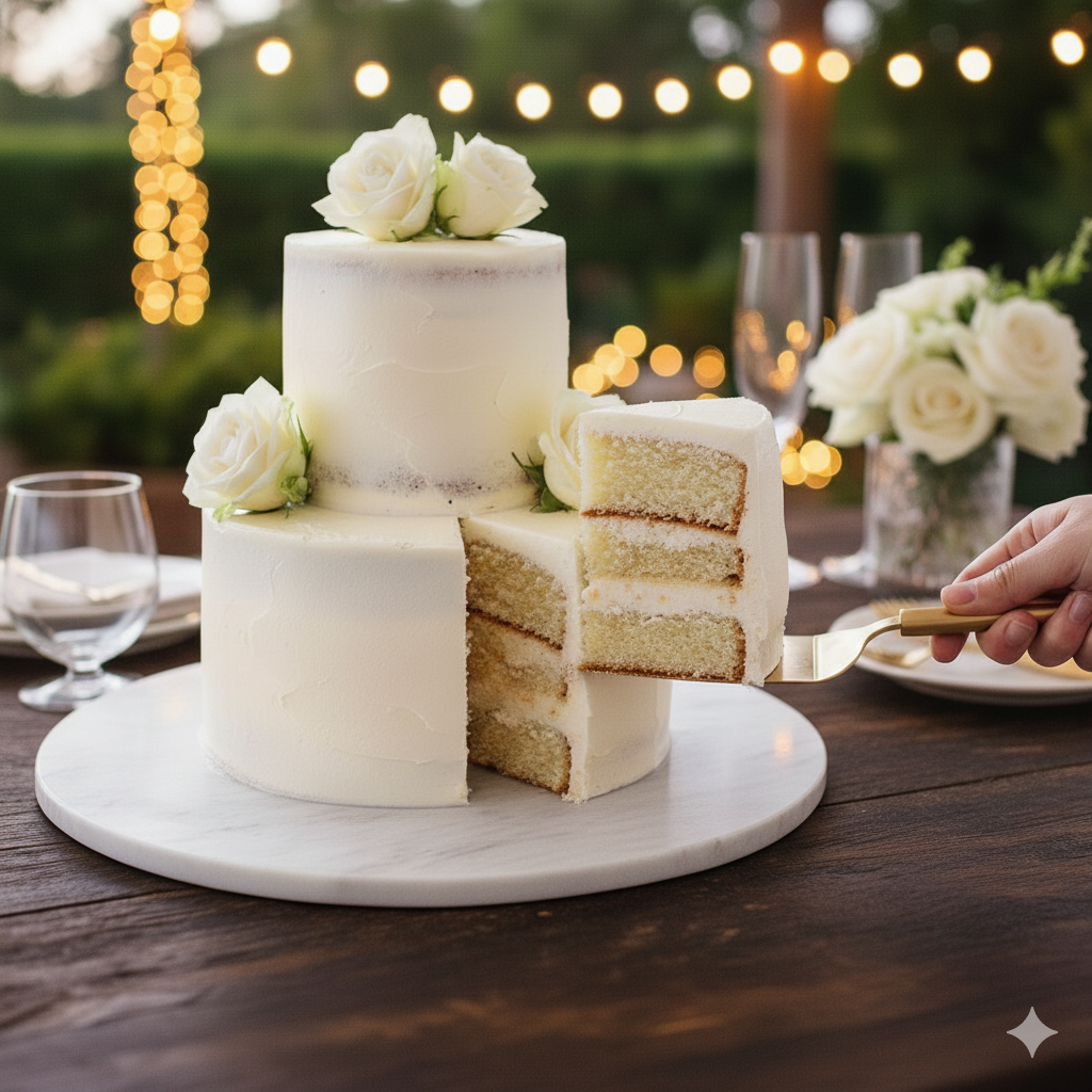 Luxurious 2-Piece Gold Finish Cake Knife and Server Set | Modern Dessert Utensils