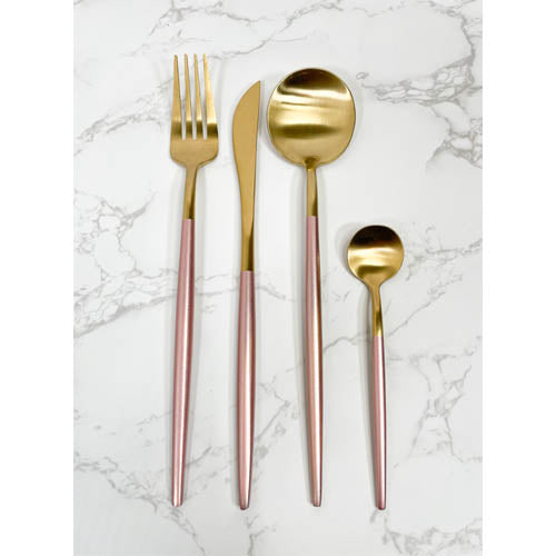 Luxurious 24-Piece Gold & Teal Polished Cutlery Set | Modern Dinnerware 6 Person Serving
