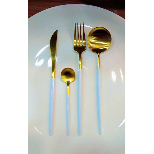 Luxurious 24-Piece Gold & Teal Polished Cutlery Set | Modern Dinnerware 6 Person Serving