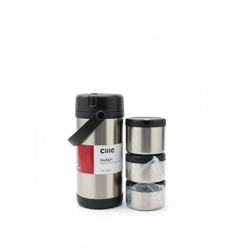 Cilie Daylight 1.8L Stainless Steel Lunch Jar Set with Stackable Food Containers