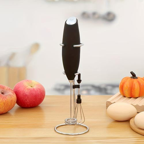 Cordless Electric Milk Frother and Coffee Beater with Stainless Steel Stand