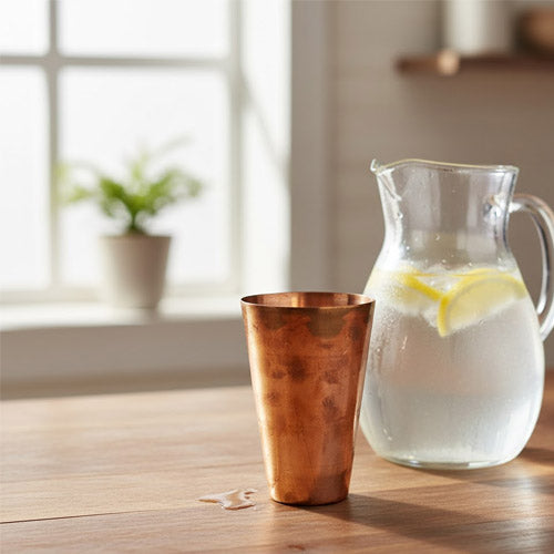 Sleek Unhammered Copper Drinking Tumbler Water Glass