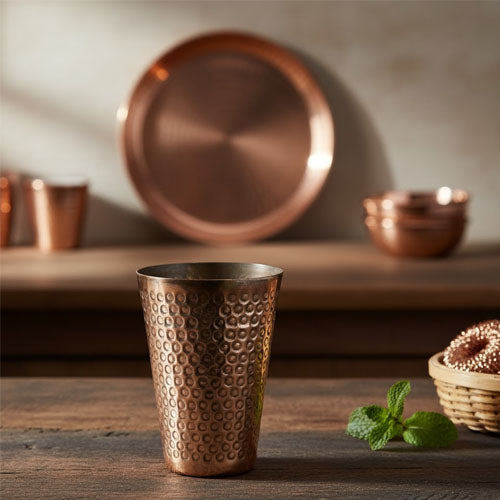 Hand-Hammered Patina Copper Glass