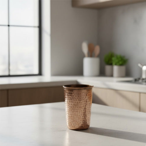Modern Kitchen Hammered Copper Tumbler Water Glass
