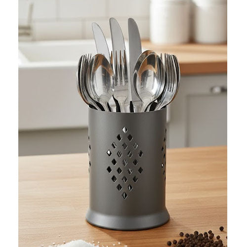 Modern Aluminum Diamond Cutout Chopstick Holder | Available in Light & Dark Gray Utensil Caddy