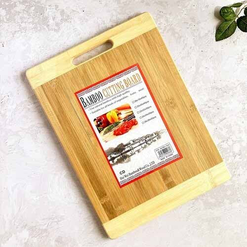 Premium Bamboo Cutting Board for Kitchen | Reversible Chopping Board with Handle for Meat & Veg