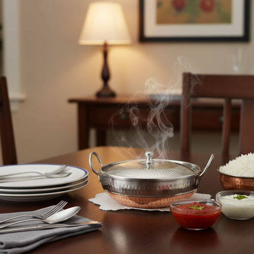 Luxurious Dual-Tone Karahi for Authentic Presentation.