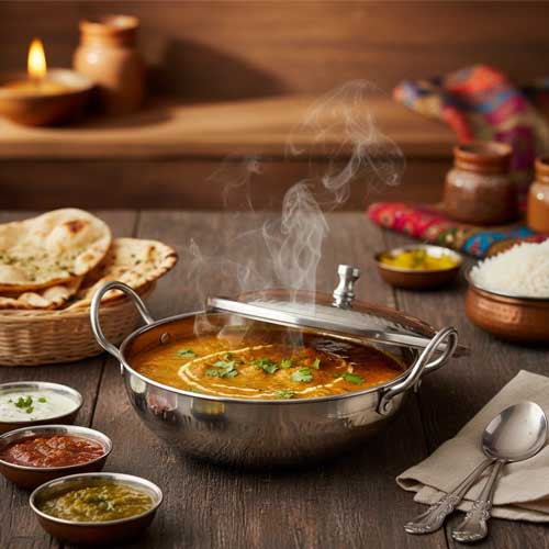 Exceptional Stainless Steel Karahi for Serving Perfection.