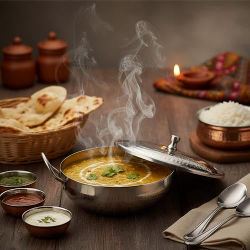 Exceptional Stainless Steel Karahi for Serving Perfection.