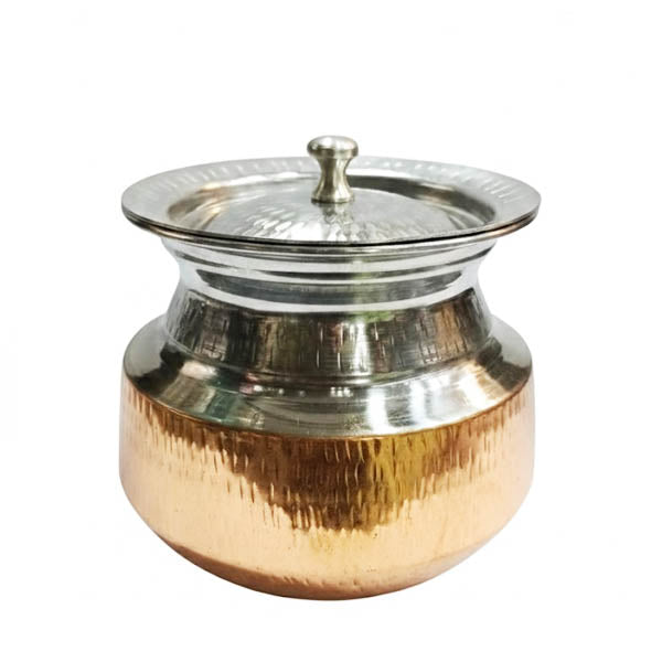 Dual-Tone Copper & Steel Serving Handi