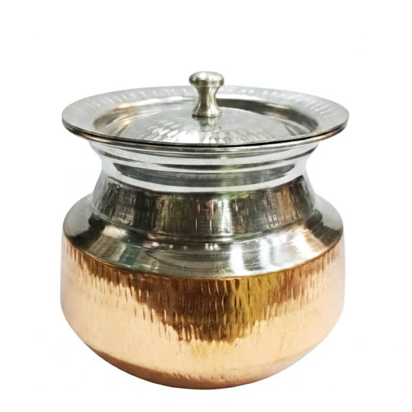 Dual-Tone Copper & Steel Serving Handi