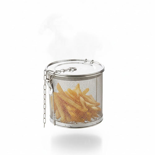 Professional Stainless Steel Deep Fryer Basket | Mesh Cooking Strainer with Hook & Handle | Versatile Frying & Boiling Net