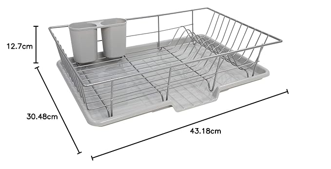 Wire Dish Rack with Separate Cutlery Caddies