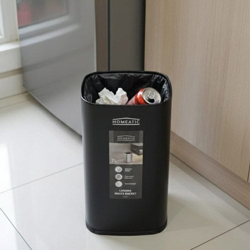 Homeatic 7 Liter Slim Stainless Steel Trash Can | Open Top Waste Basket for Kitchen, Bathroom, Office
