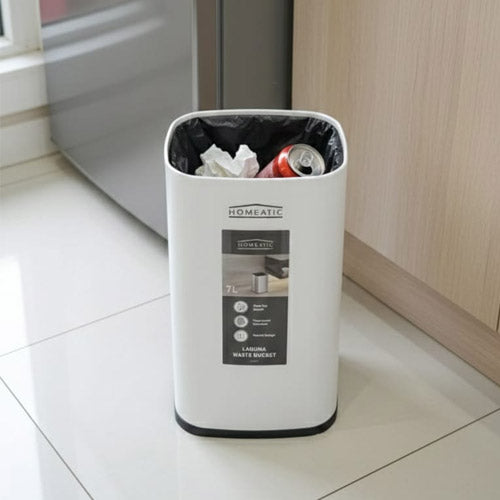 Homeatic 7 Liter Slim Stainless Steel Trash Can | Open Top Waste Basket for Kitchen, Bathroom, Office
