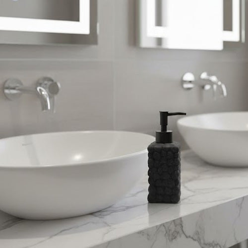 Modern Organic Pebble Textured Soap Dispenser | Resin Hand Soap/Lotion Pump for Bathroom Vanity