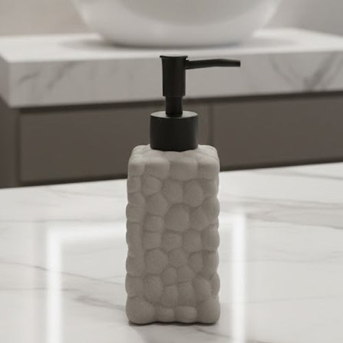 Modern Organic Pebble Textured Soap Dispenser | Resin Hand Soap/Lotion Pump for Bathroom Vanity