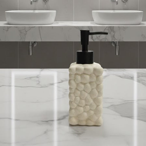 Modern Organic Pebble Textured Soap Dispenser | Resin Hand Soap/Lotion Pump for Bathroom Vanity