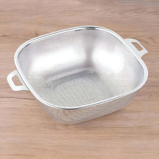 Stainless Steel Square Colander Set Perforated Strainer Baskets with Handles