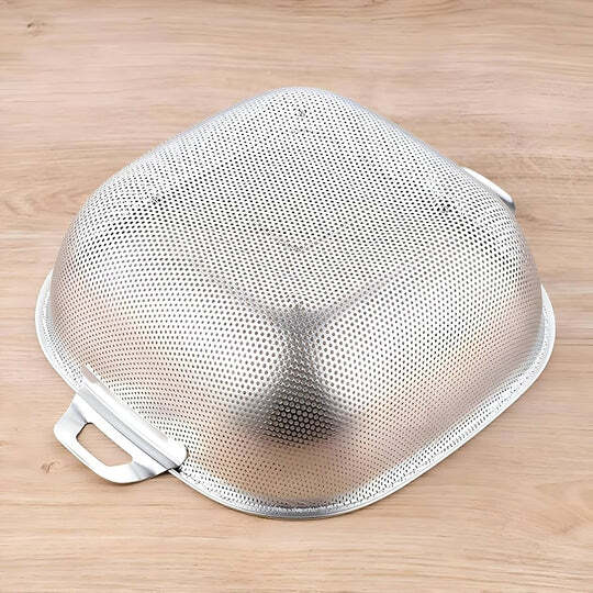 Stainless Steel Square Colander Set Perforated Strainer Baskets with Handles