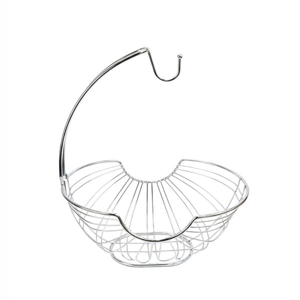 Chrome Fruit Bowl with Integrated Banana Hanger