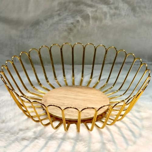 Elegant Golden Scalloped Fruit Basket