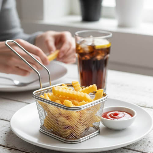Stainless Steel Square Fry Presentation Basket