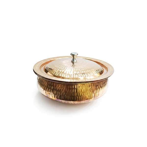 Pure Hammered Copper Karahi with Lid (Traditional Handi)