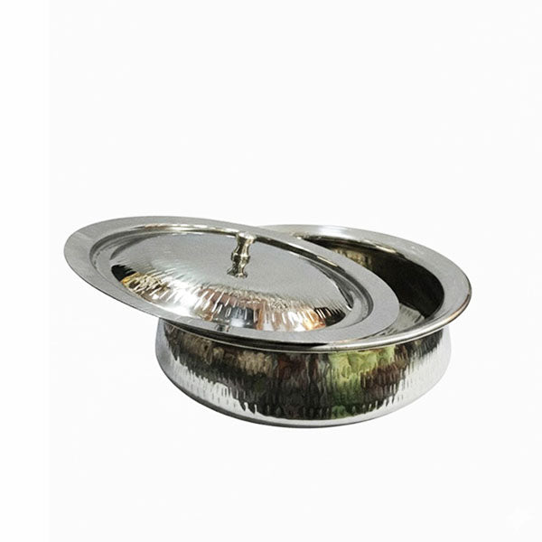 Hammered Stainless Steel Karahi (Handi) with Lid