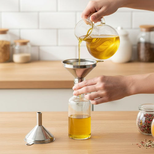 Shengya 3-Piece Mini Stainless Steel Funnel Set | Nested Kitchen Funnels for Bottles, Jars & Spices | Oil Transfer Tool