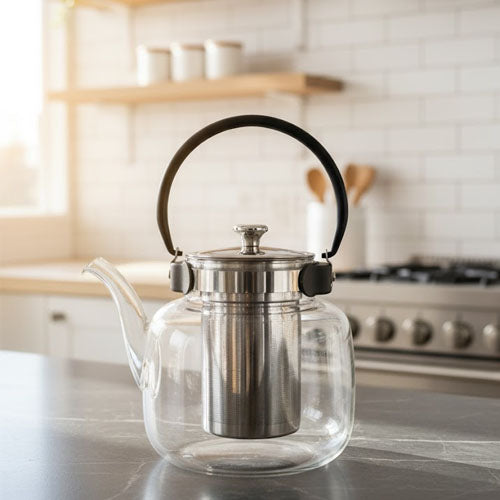 Modern Glass Teapot with Stainless Steel Infuser 1.5 Liter