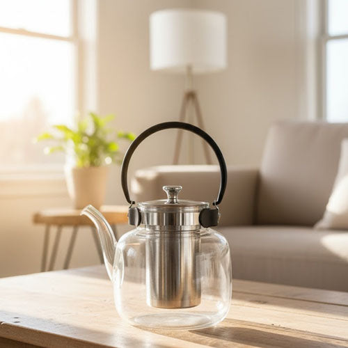 Modern Glass Teapot with Stainless Steel Infuser 1.5 Liter