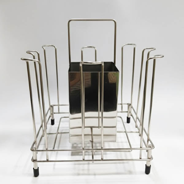 Stainless Steel Glass and Cutlery Stand & Drying Rack