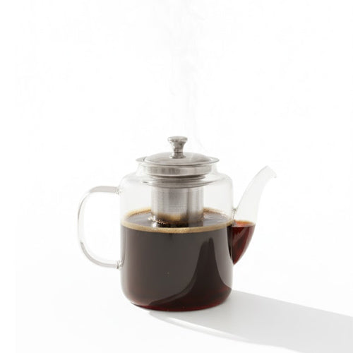 Square Glass Teapot with Stainless Steel Infuser and Lid