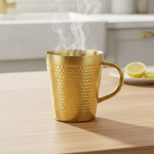 Luxury Gold Hammered Double-Wall Mug | Insulated Stainless Steel Coffee & Cocktail Cup